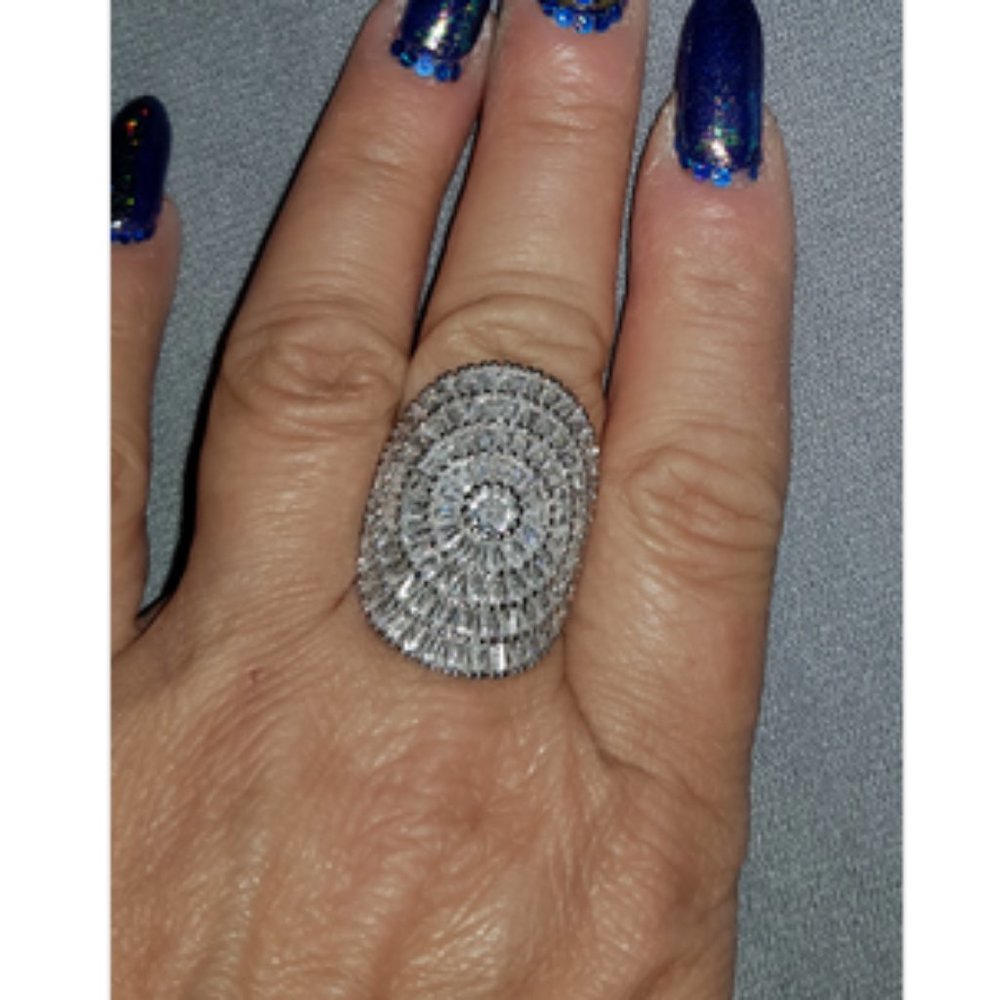 Princess Cut Cubic Zirconia Sterling Silver Ring - Picture 9 of 11
